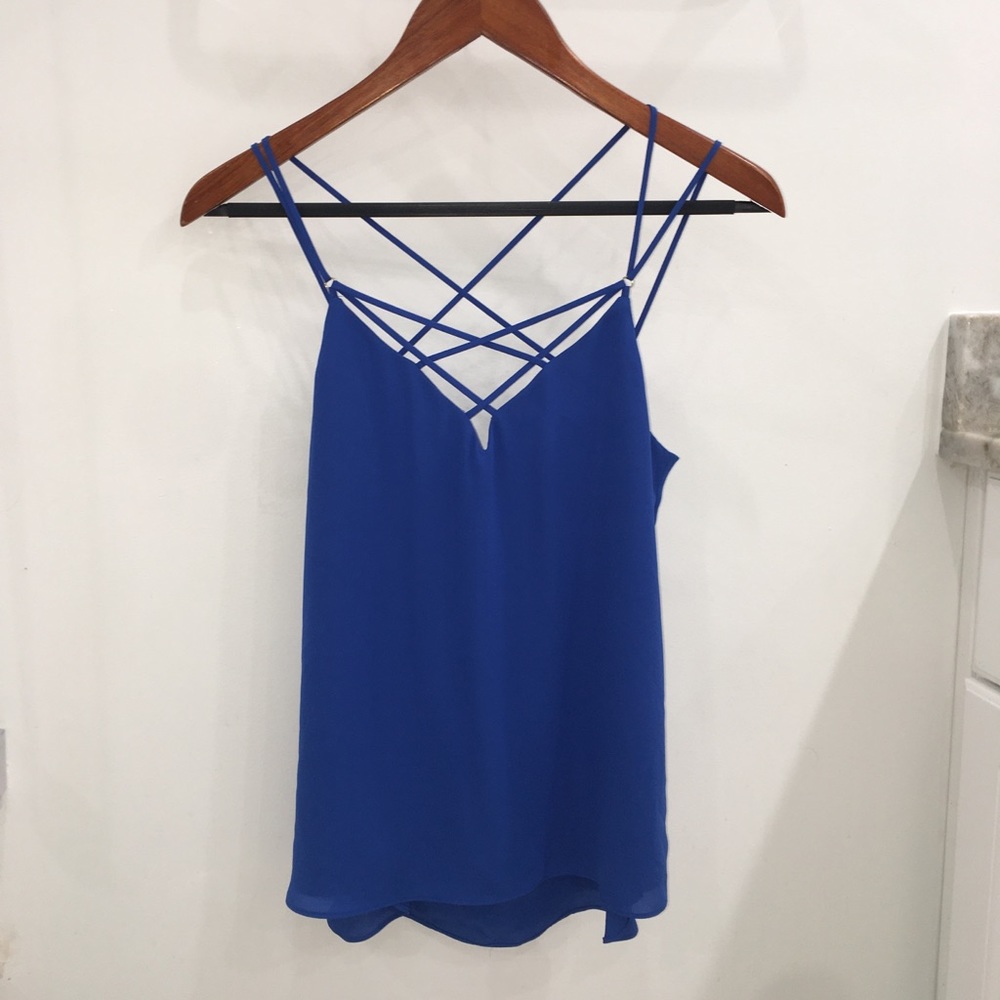 Express Blue Strappy Criss Cross Cami Tank Top